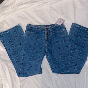 Brand new girls Mossimo blue checkered jeans sz 7